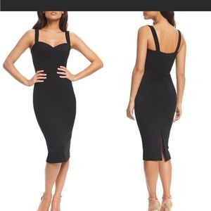 DRESS THE POPULATION Nicole Black Sheath Midi Dress